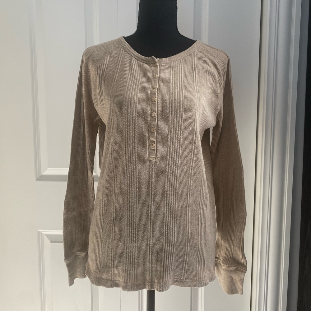 Vintage Lauren Jeans Company Ralph Lauren Beige Long Sleeve Top